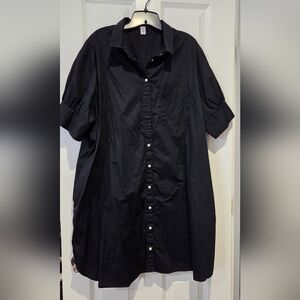 Old Navy Women's Black Button-Down Shirt Dress 2X